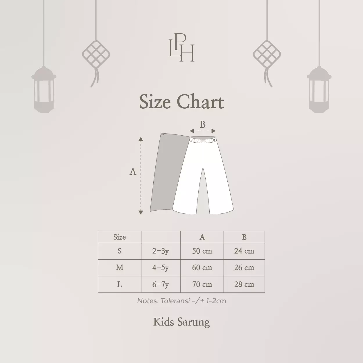 Little Palmerhaus - Baju Lebaran 2026 - Kids Sarung 5.0 (Celana Sarung Instan Anak Usia 2-7 Tahun) Beige