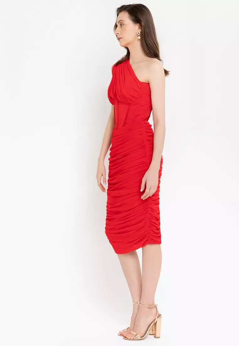 Sasha Asymmetric Corset Midi Dress