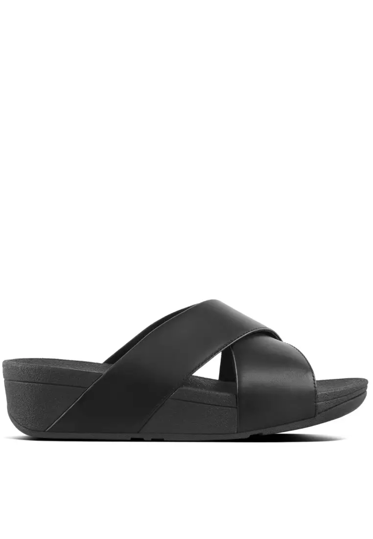 Buy Fitflop FitFlop LULU Women's Leather Cross Slide Sandals - Black ...