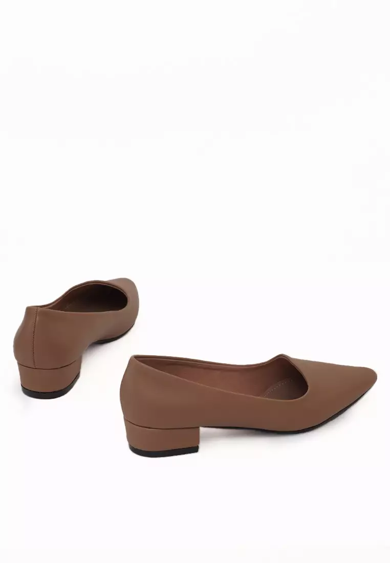 VIVI NICI - Danielle Sepatu Kerja Wanita Pantofel Hak 3 Cm Milk Coffee