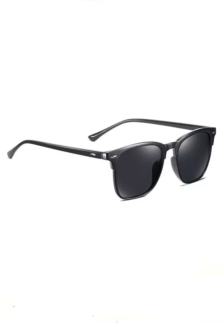 Derian Kacamata Frame Classic Polarized Unisex Sunglasses UV400 Material Plastic ORIGINAL - Black
