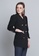 IDEAL  CREATIONS black Long Blazer Double Breasted V Neck Long Sleeves Blazer Black with Gold Button Ariana F8C0EAA19287B2GS_1