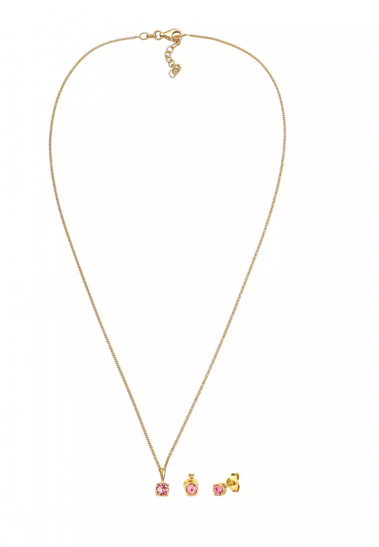 Set Perhiasan Perak 925 Wanita Rose Gold Plated Embellished with Crystal by Swarovski®