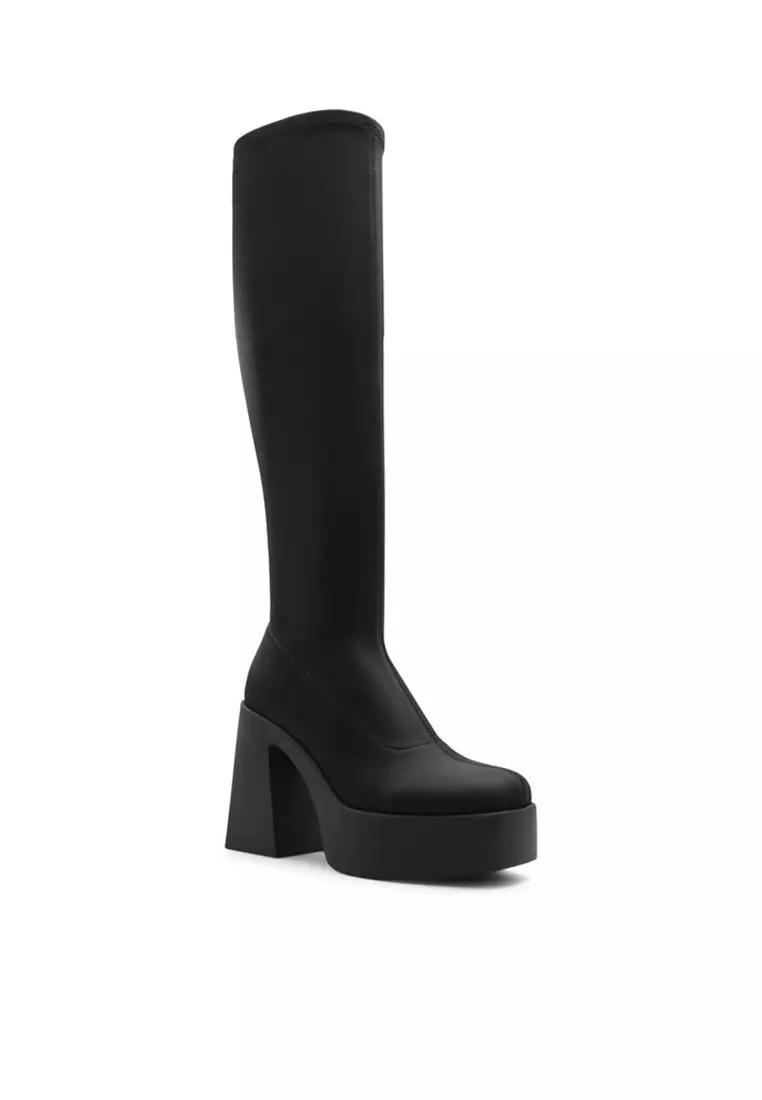 Aldo black knee outlet high boots