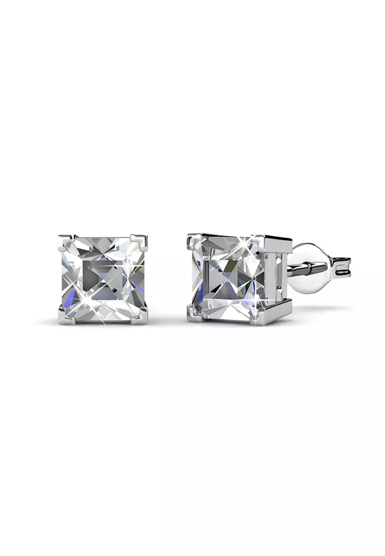 7 Pairs Princess Earrings - 7 Pasang Anting Princess Cut Crystal Swarovski by Her Jewellery