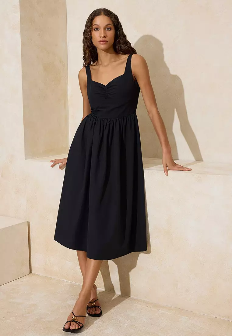 Black Gipeli Midi Poplin Woven Dress Twoss26El138