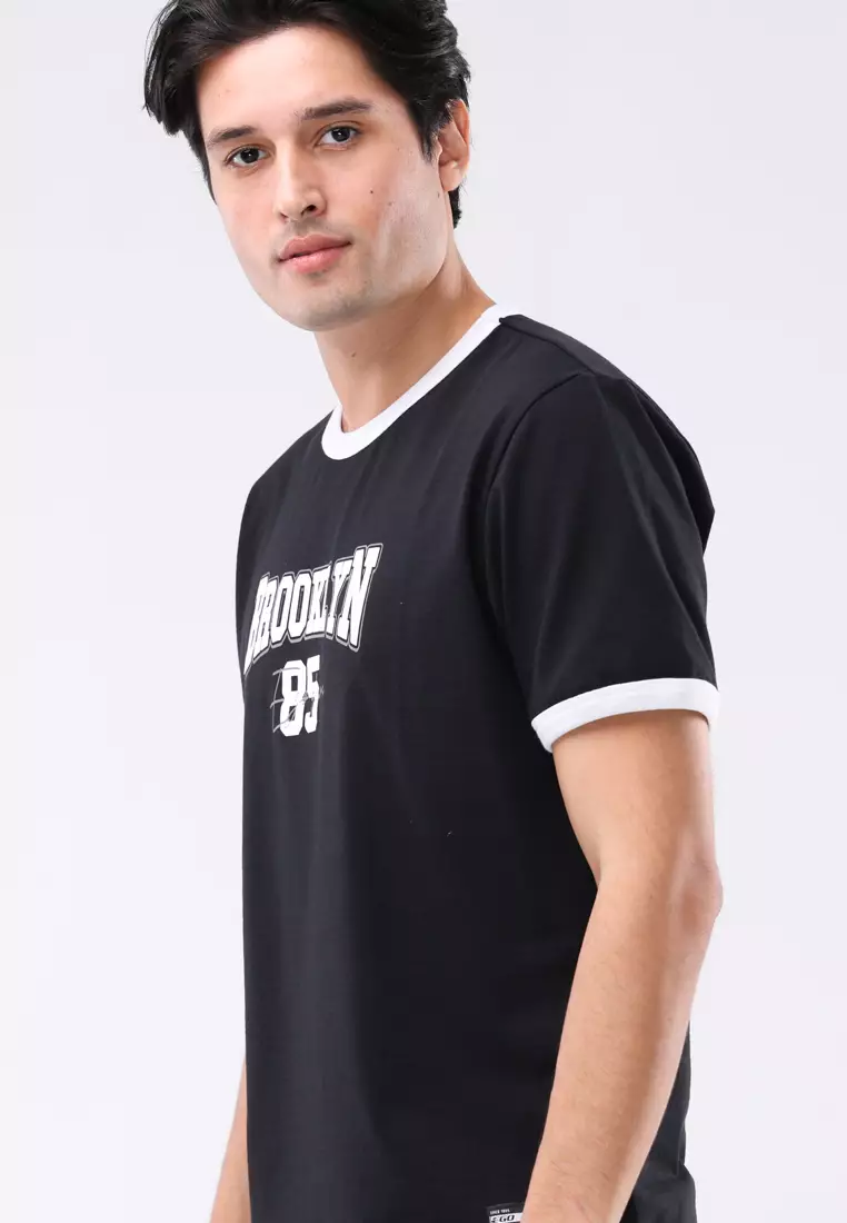 Round Neck Streaky Short Sleeves