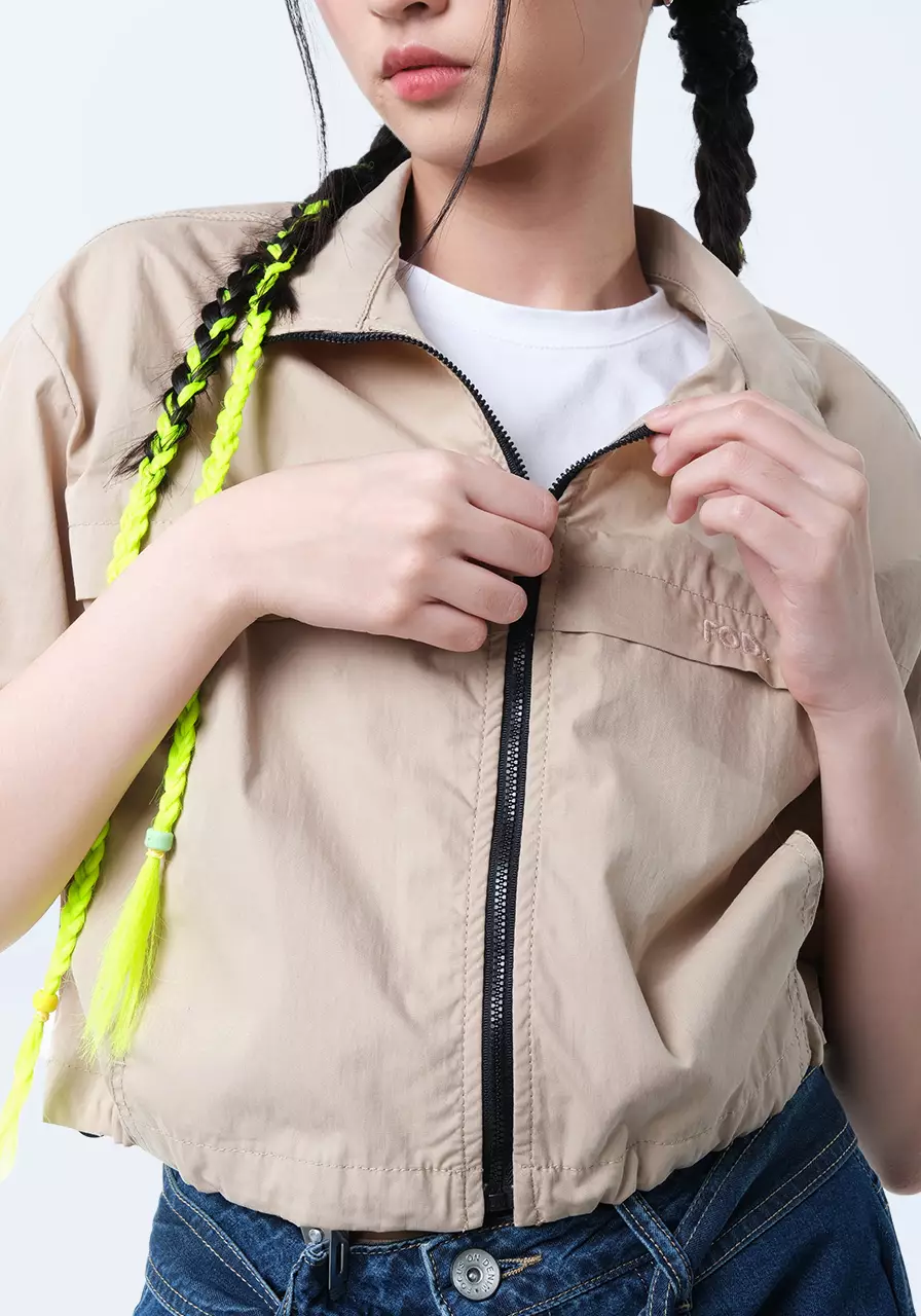 Kemeja Crop Wanita Ruka Khaki