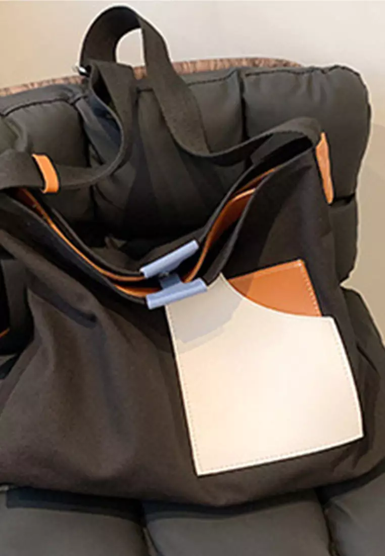 Versatile Casual Patchwork Canvas Diagonal Bag CA22021624BK