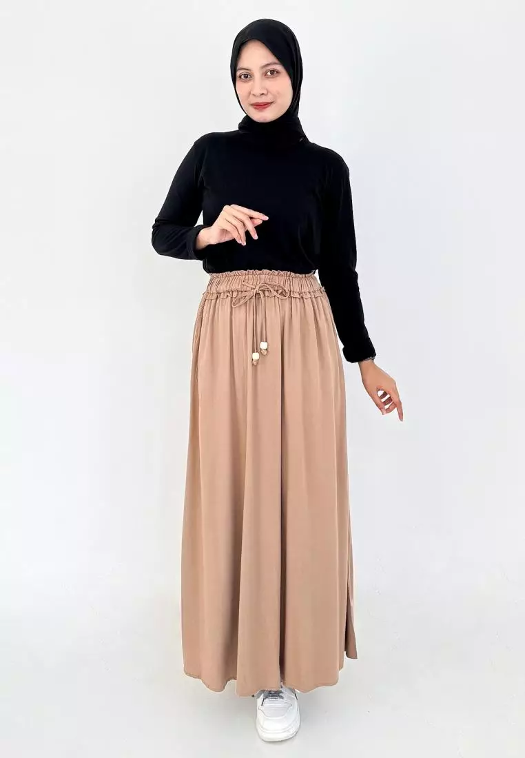 Basic Cotton Skirt (Rok Panjang A-Line) COKLAT