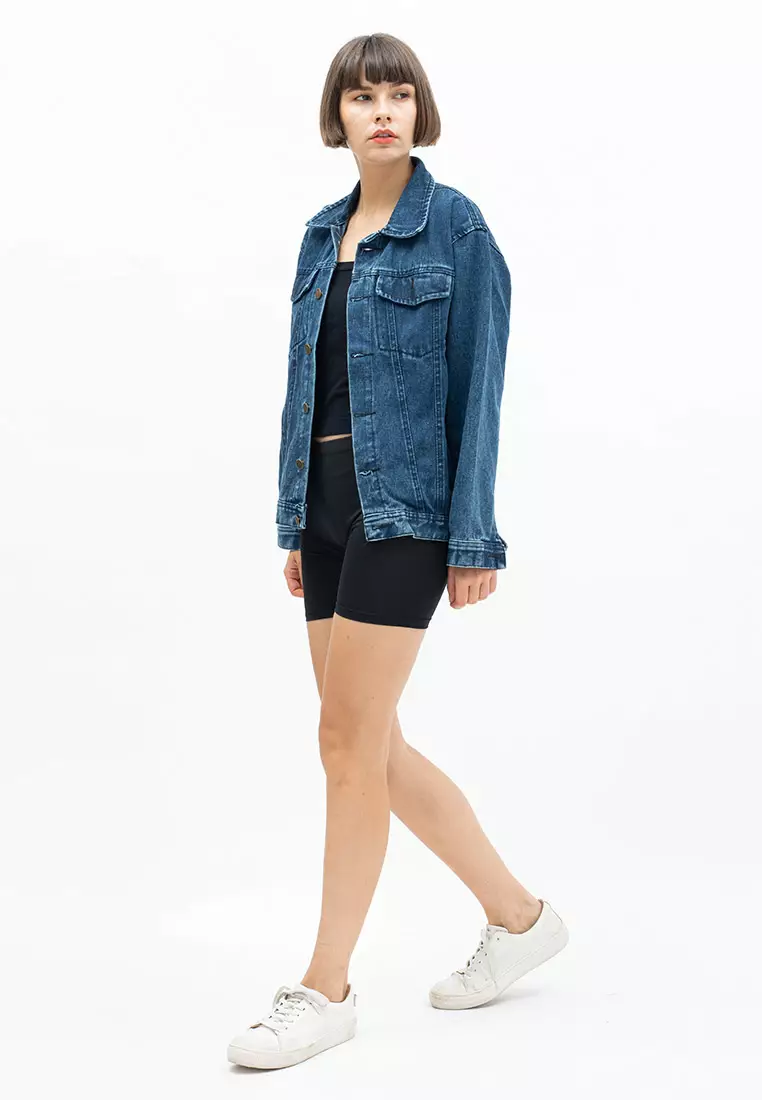 Houseofcuff Jaket Denim / Jeans Tebal Unisex Pria Wanita Denim Biru