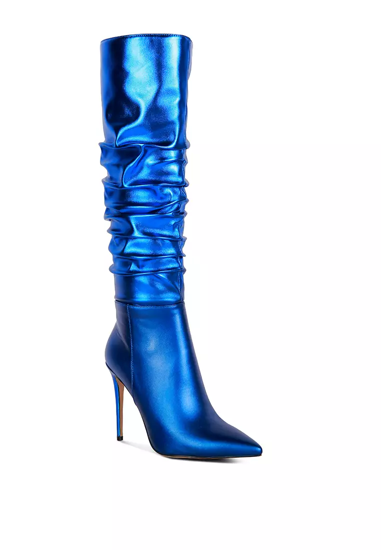 Blue calf length hot sale boots