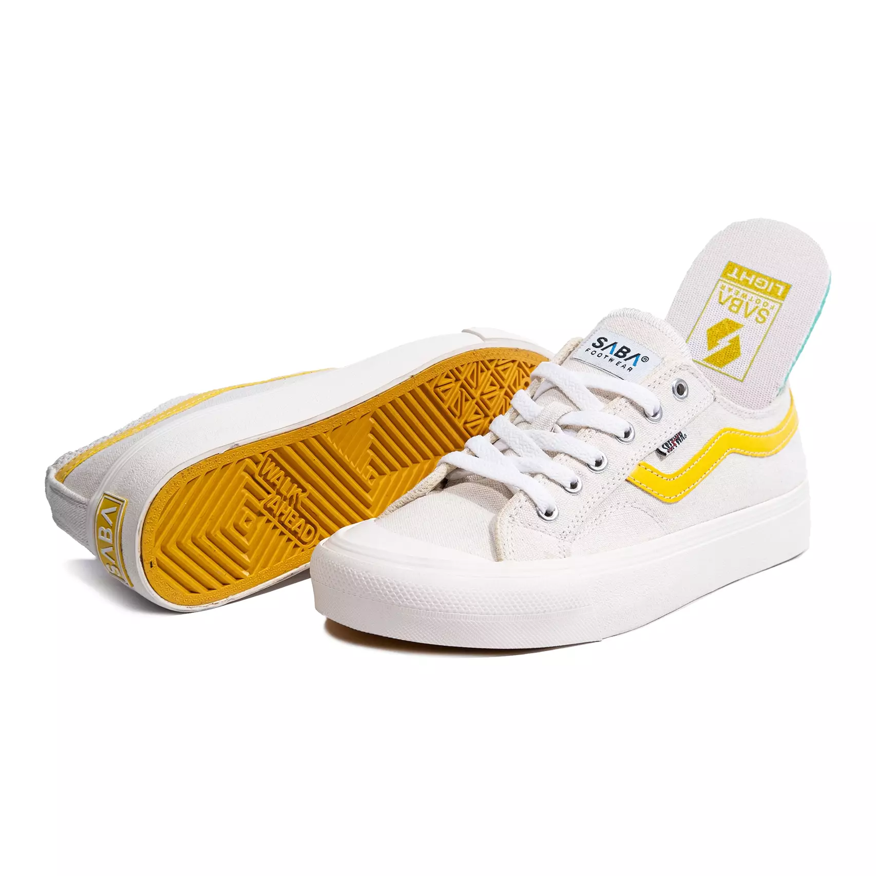 SABA Veloz Light Off White Yellow - Sepatu Sneakers Casual Pria Wanita | Simple, Nyaman & Kekinian VLZ 36W