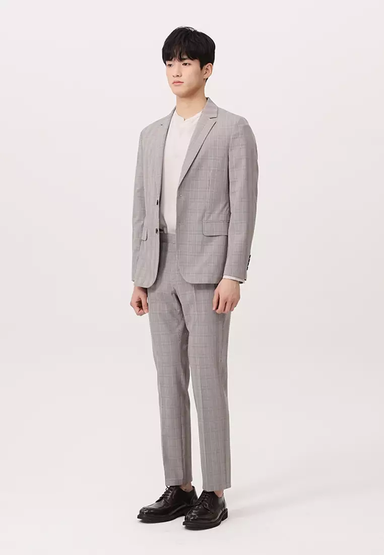 Buy MINDBRIDGE Tapered Glen Check Crop Slacks - Setup Suit Male ...