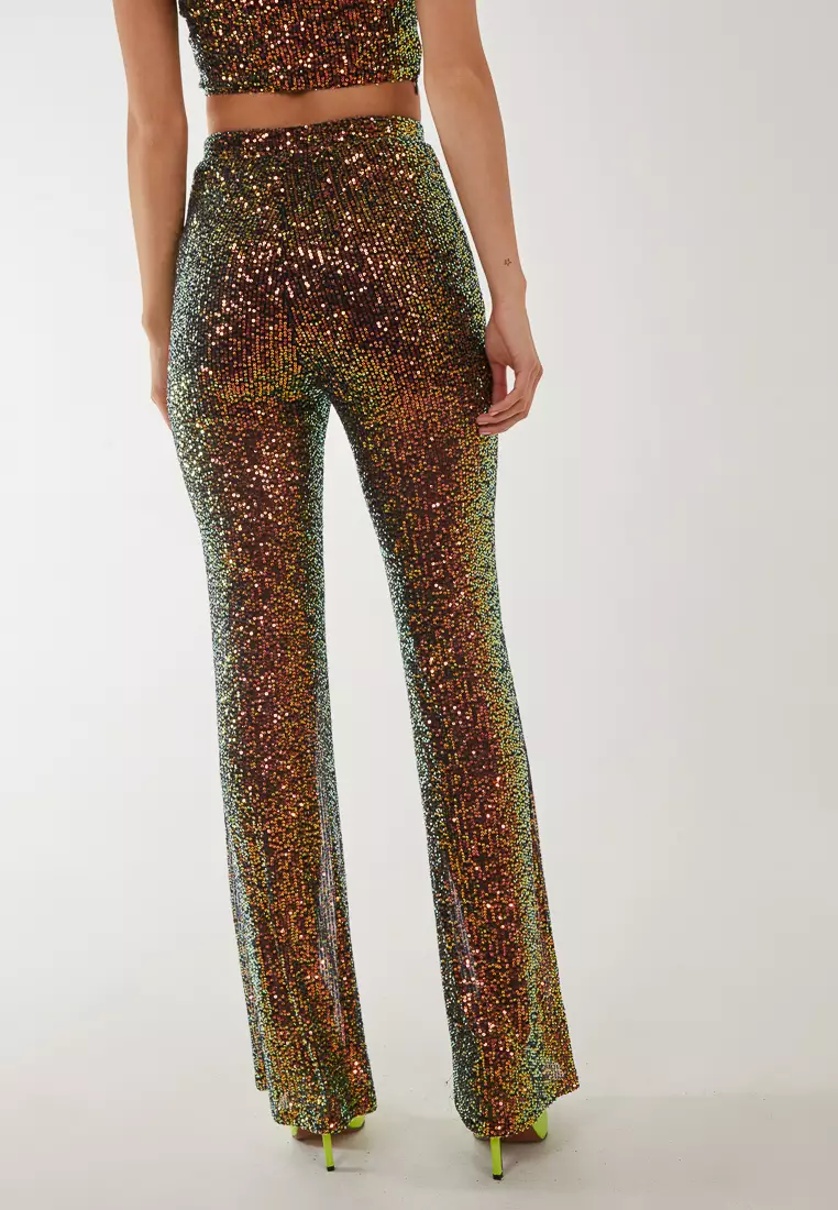 Pink Vanilla Multi Sequin Flared Trousers