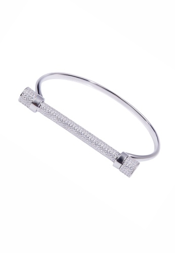 SHANTAL JEWELRY grey and white and silver Cubic Zirconia Silver Dumbbell Bracelet SH814AC63QLGSG_1