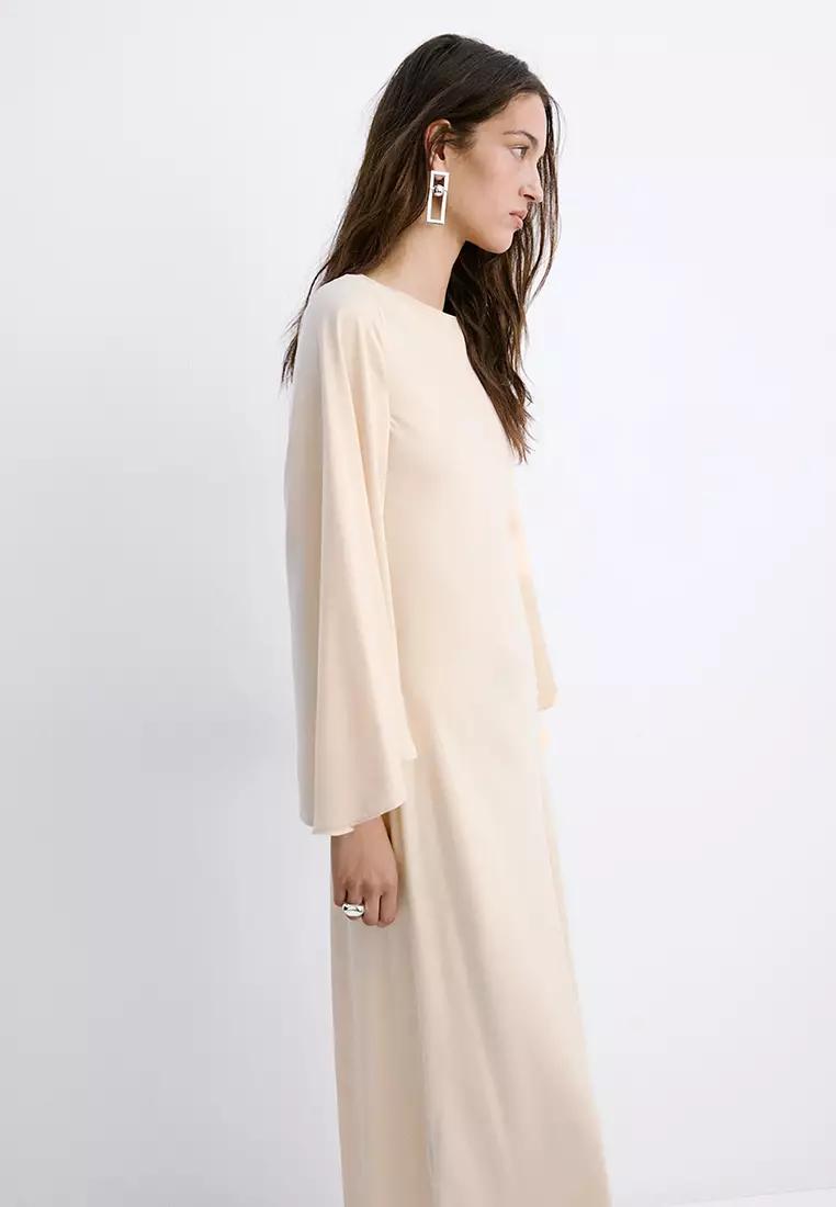Buy Mango Flared-Sleeves Satin Dress Online | ZALORA Malaysia