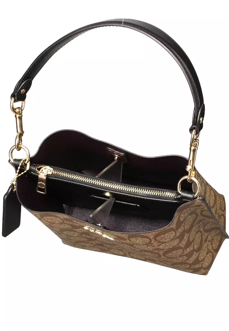 Mollie Bucket Bag 22 In Signature Canvas - Brown/Black