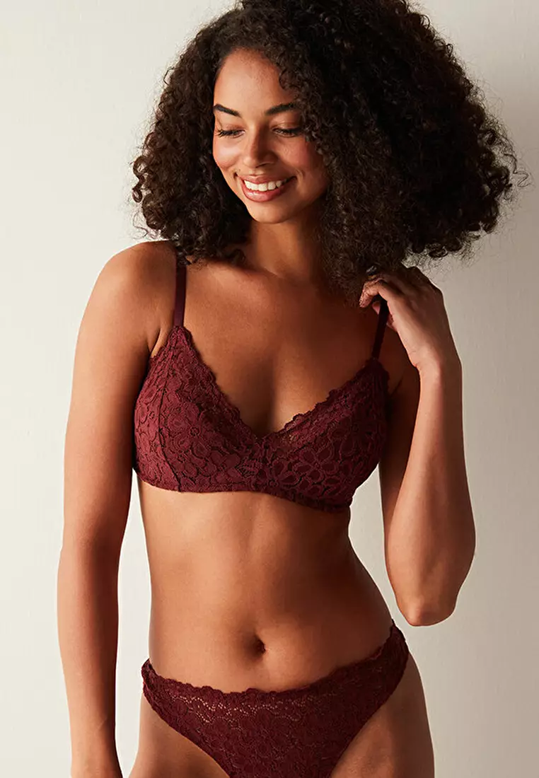 Gilly Hicks core lace halter bralette in burgundy
