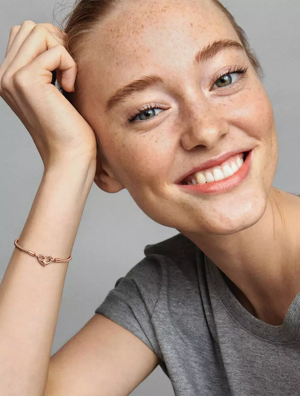 Studded chain 14k rose gold-plated bracelet with heart clasp