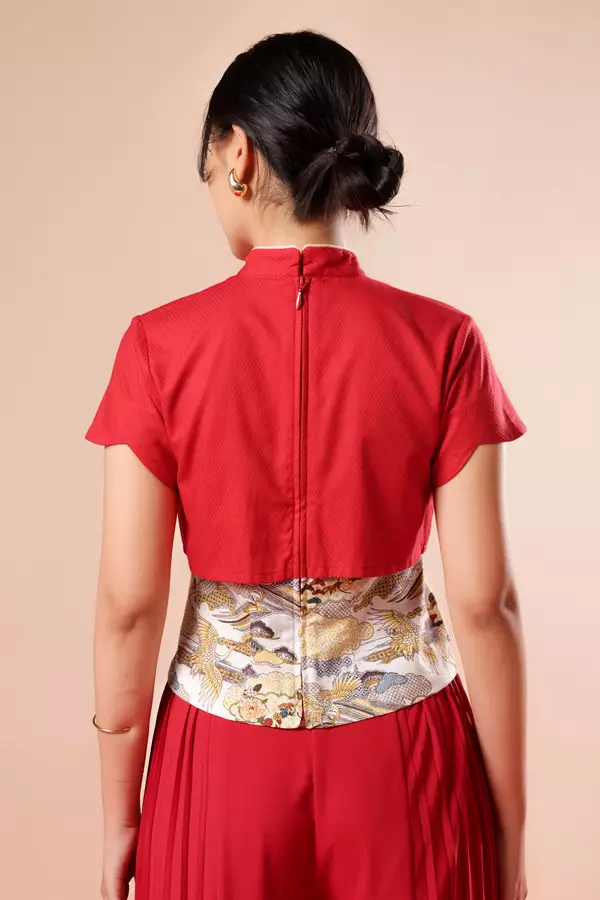 MINIMAL x Melvee - Dawei - Printed Bolero Top - Red