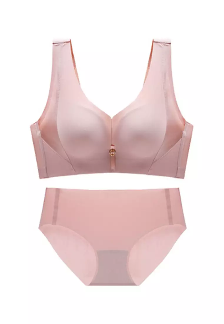 Buy ZITIQUE Women's Comfy Seamless Non-wired Push Up Lingerie Set (Bra And  Underwear) - Pink 2023 Online