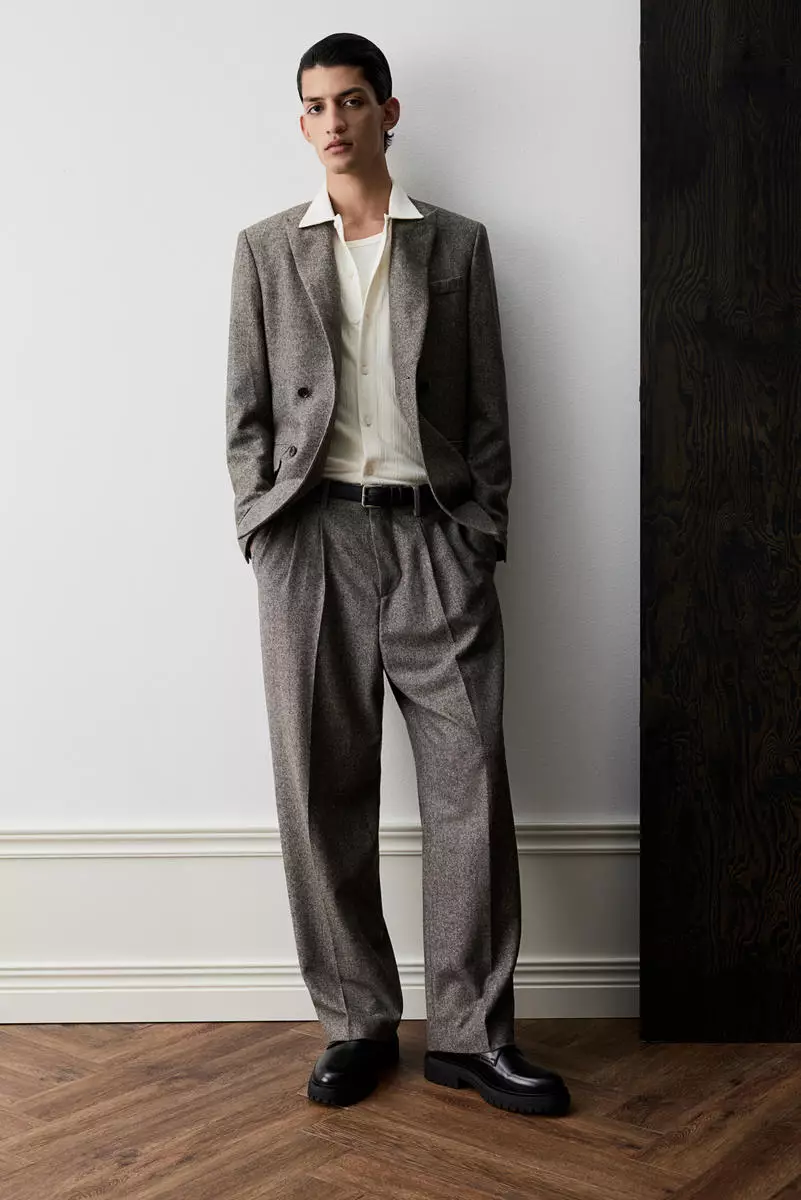 Regular Fit Wool-blend double-breasted jacket