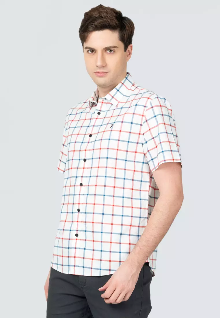 Polo Haus Men’s 100% Cotton Signature Fit Check Short Sleeve MBSS018