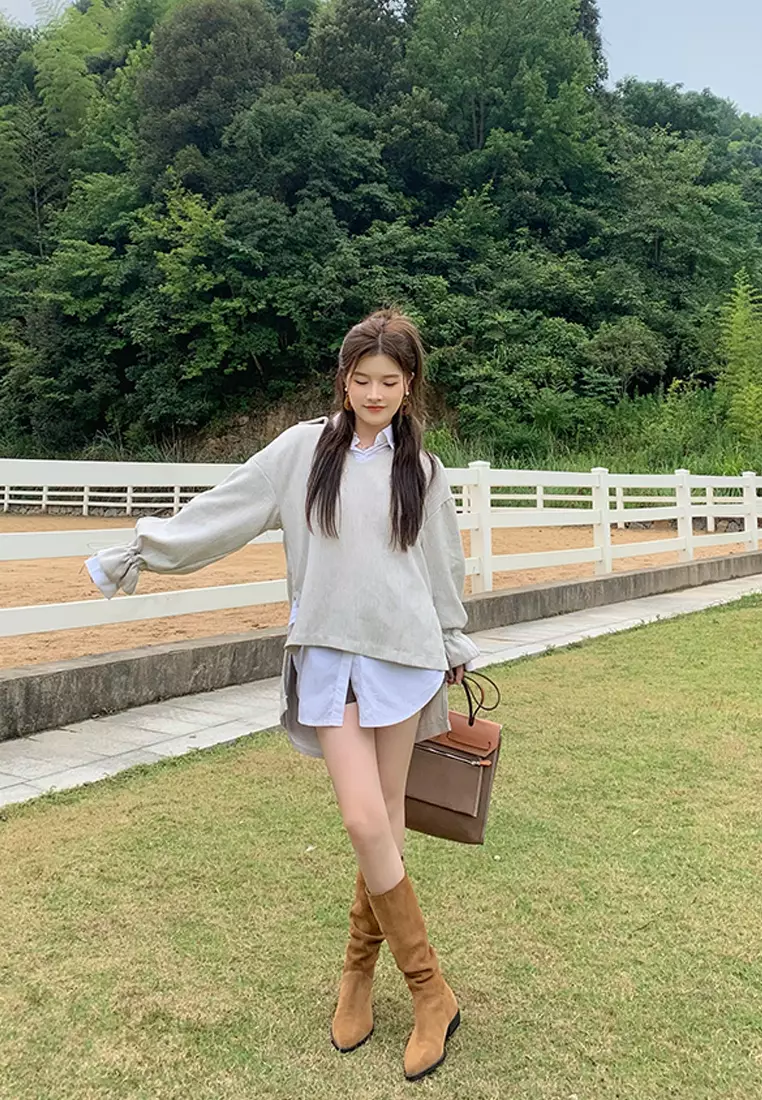 Pointy Suede Fabric Long Boots QZ2894-3