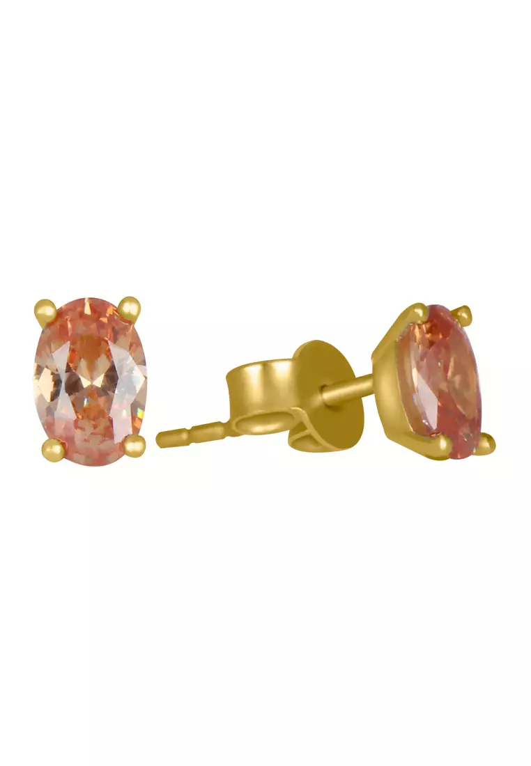  Citrine Oval Studs 18k Gold