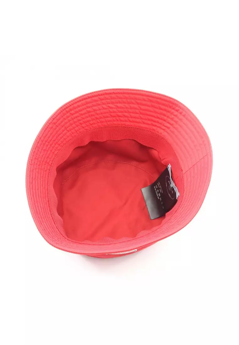 Pre-Loved Prada Re-Nylon triangle logo bucket hat Nylon Red