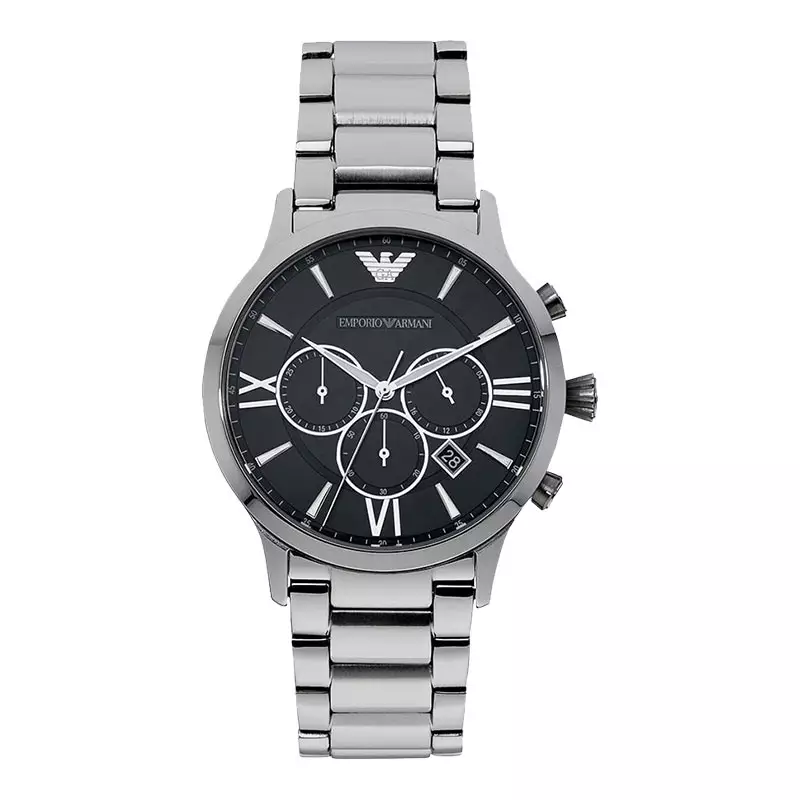 Jam Tangan Pria Emporio Armani AR11208 Chronograph Black Dial Silver Stainless Steel Strap