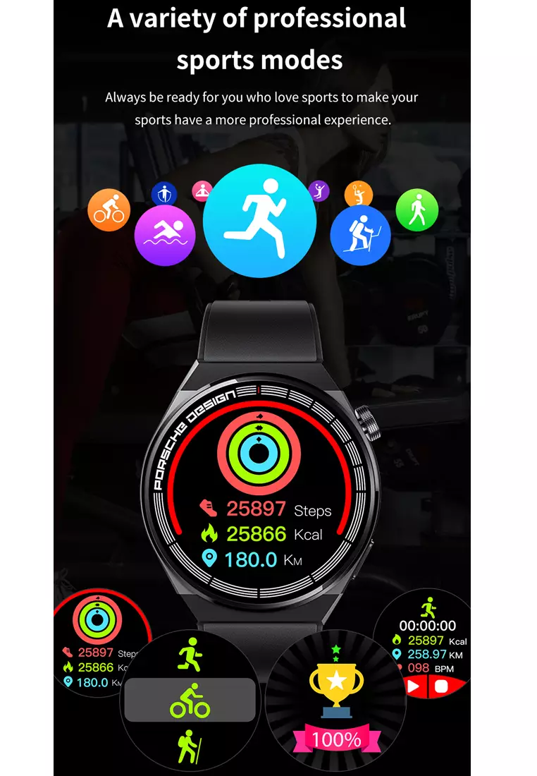 SmartWatch GT8 Anti Air Original Layar Terang 1.28''Pemantauan Tidur Alat pengukur langkah Jam Pintar blacksilver