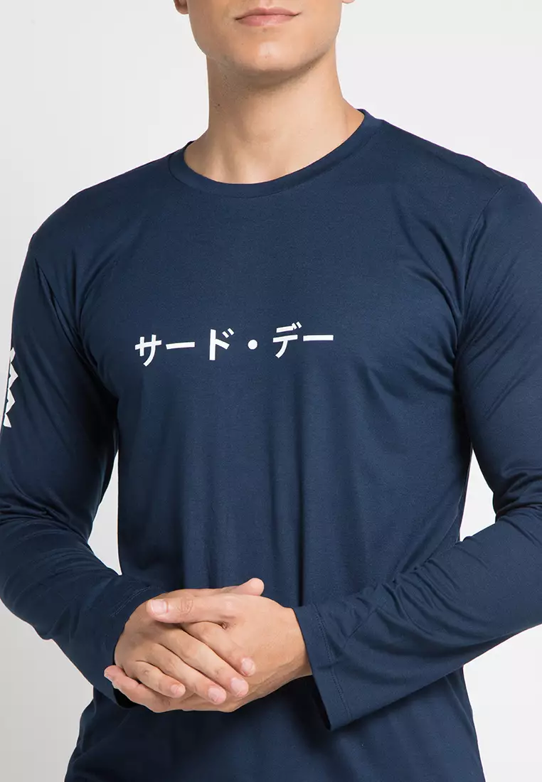 MTD83E ls katakana shortzigzag arm nv T-shirt Navy
