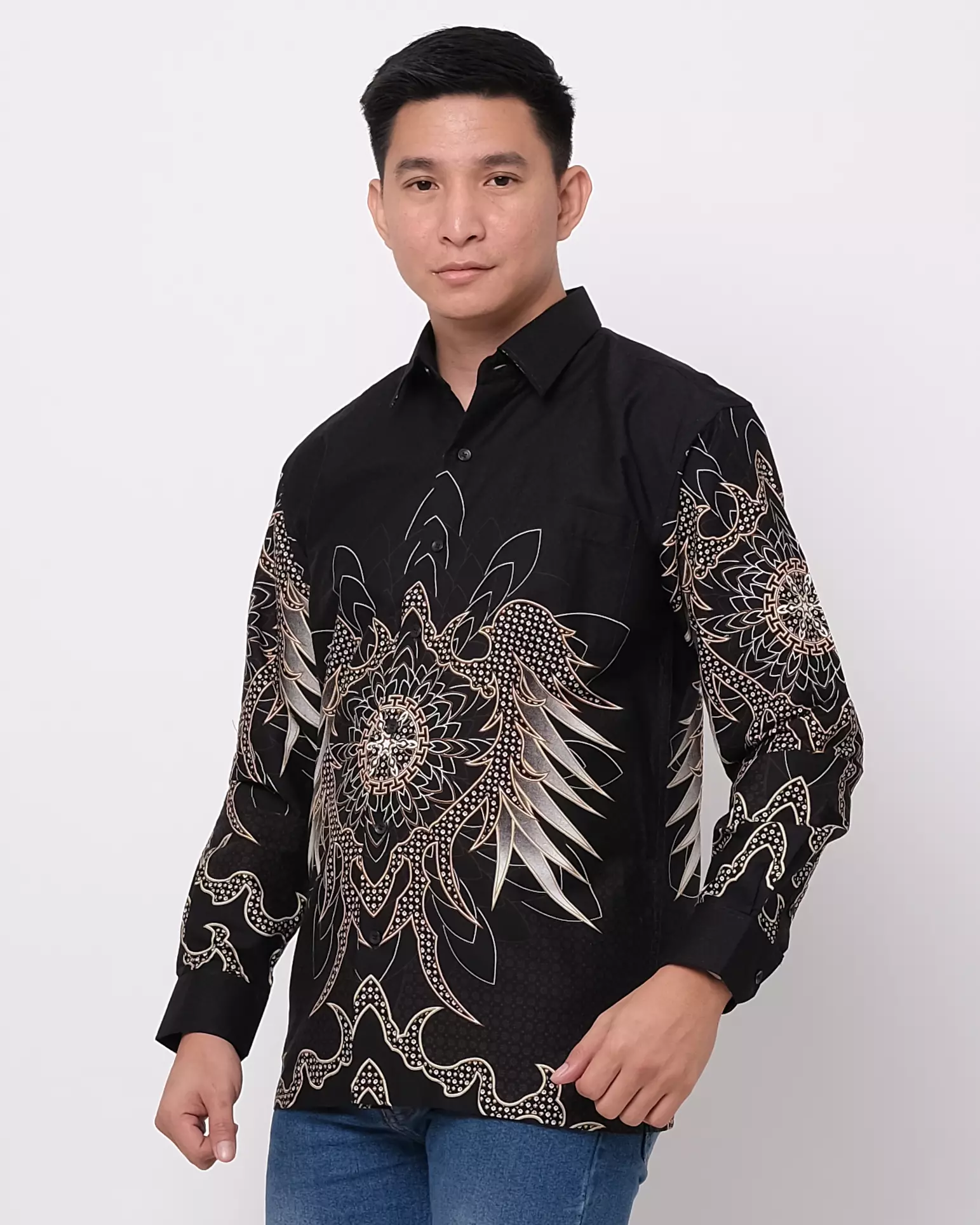 Andre Michel Kemeja Batik Lengan Panjang Hitam 16754