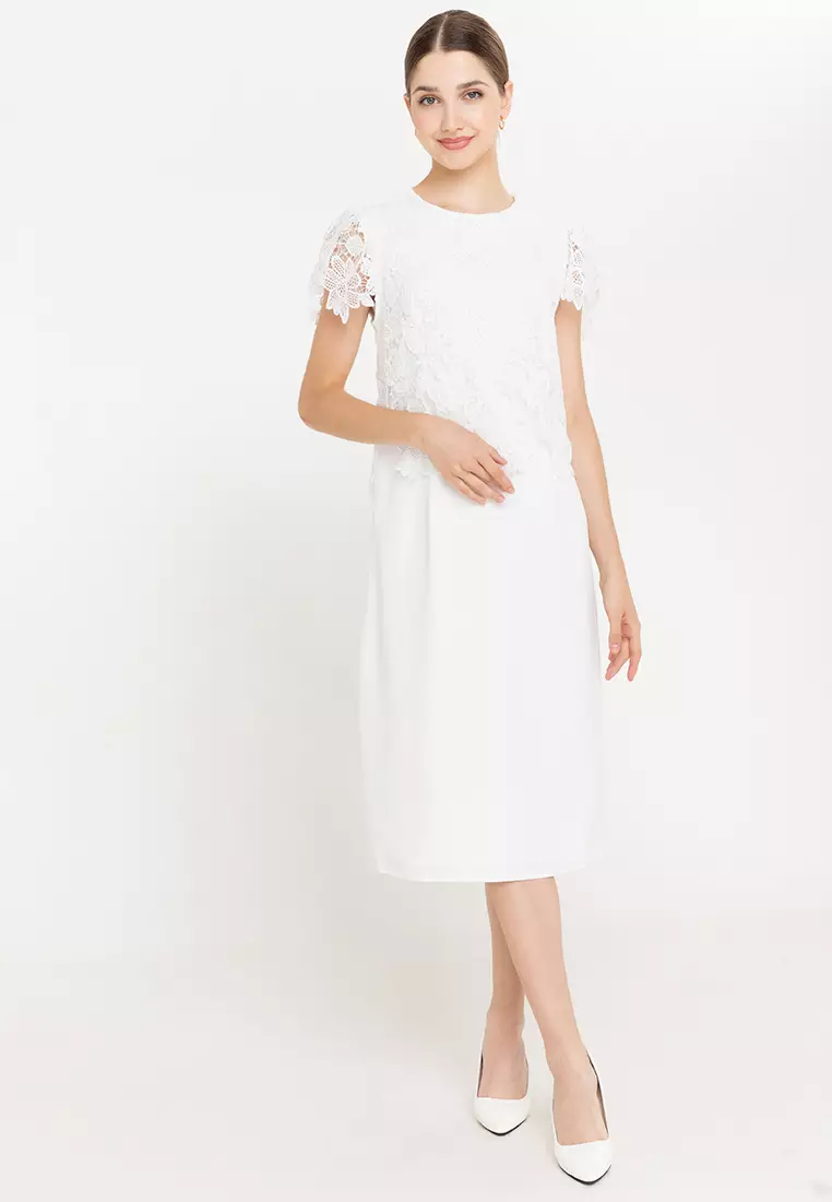 Ceriza Midi Lace Top Twofer Dress