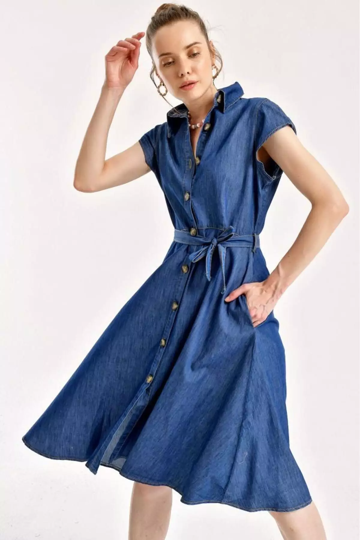 denim dress belt Alice Halter Denim Belt Mini Dress