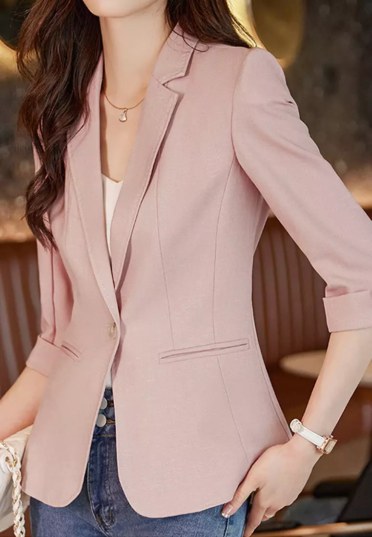 Three Quarter Sleeve Slim Fit Blazer YGH-EL8525