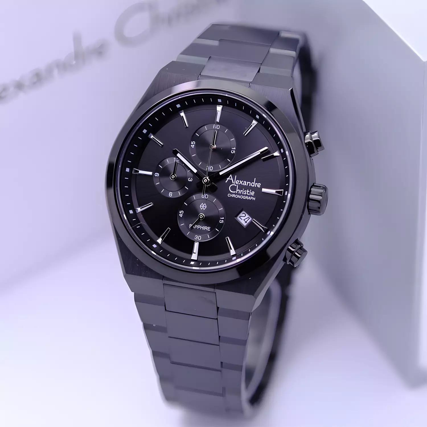 Alexandre Christie Chronograph - Jam Tangan Analog Pria - Black - Stainless Steel - 8697 МCBIPBA
