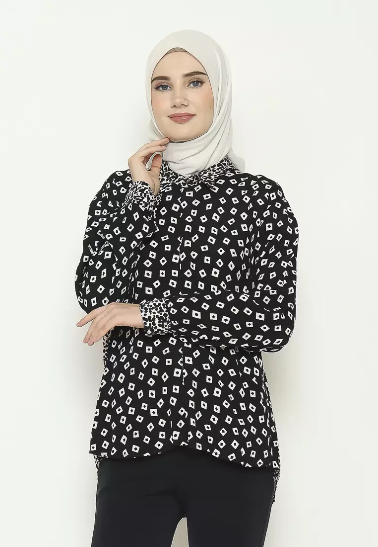 Maizah MSS 2 Tone Pattern Shirt MSC307