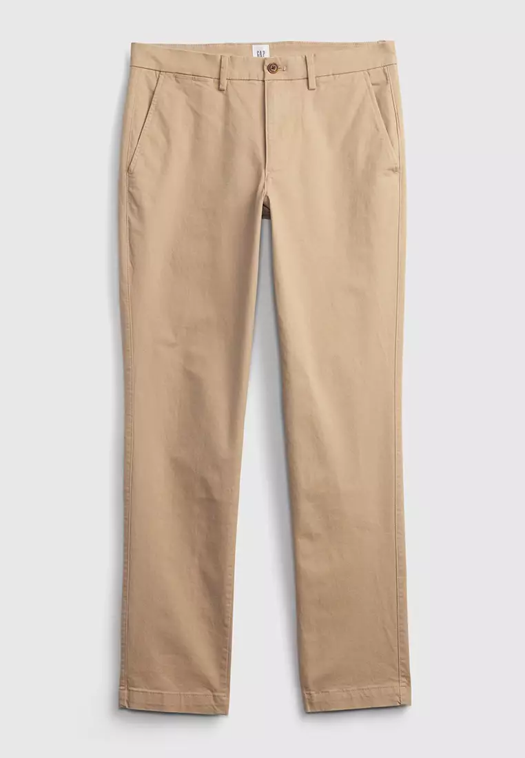 GAP Essential Slim Fit - Pantaloni Chino Cachi In Morbido Cotone Con Elasticizzato GapFlex, Uomo (Palomino Brown, 32W X 30L)