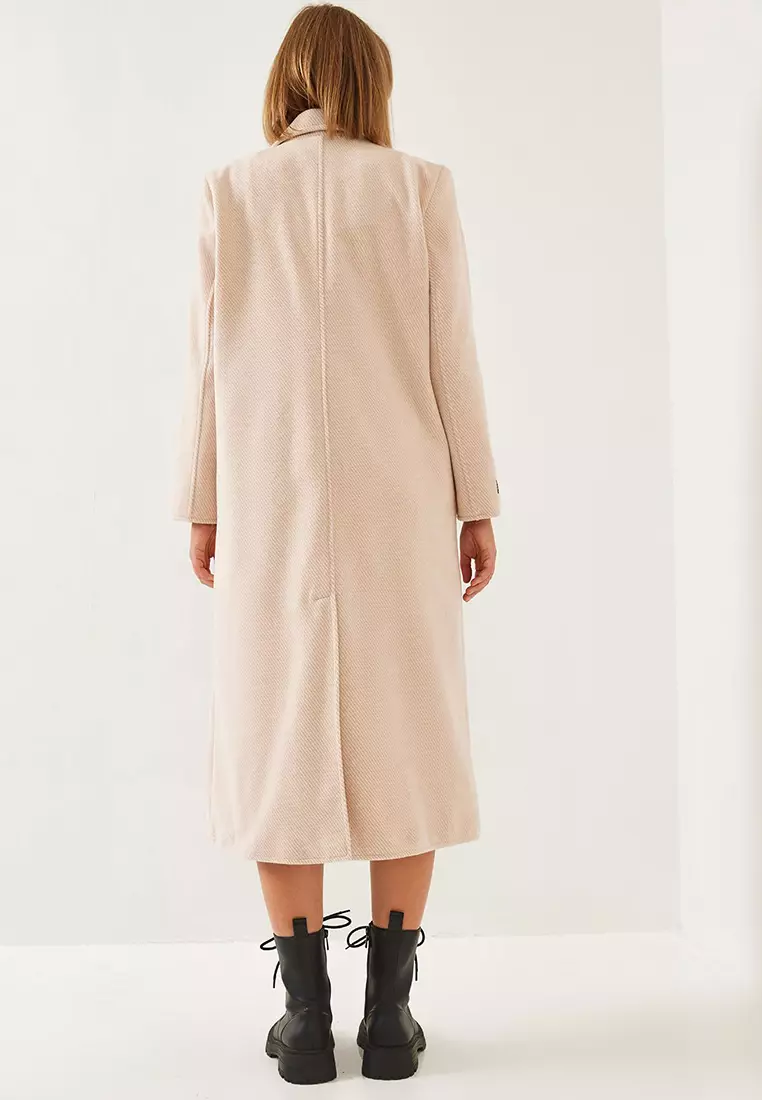 Women's Sleeve Badge Detail Long Cashmere Coat 2496 60261001