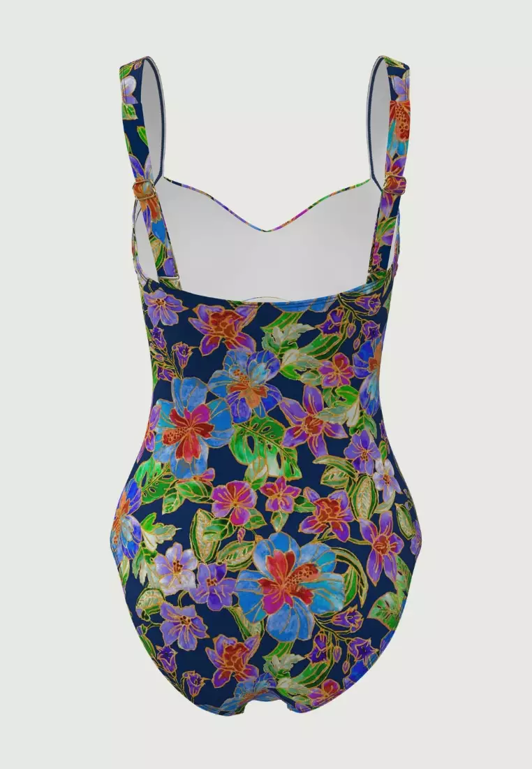 Tropadelic Island Navy Plus Cup Twist Front Onepiece