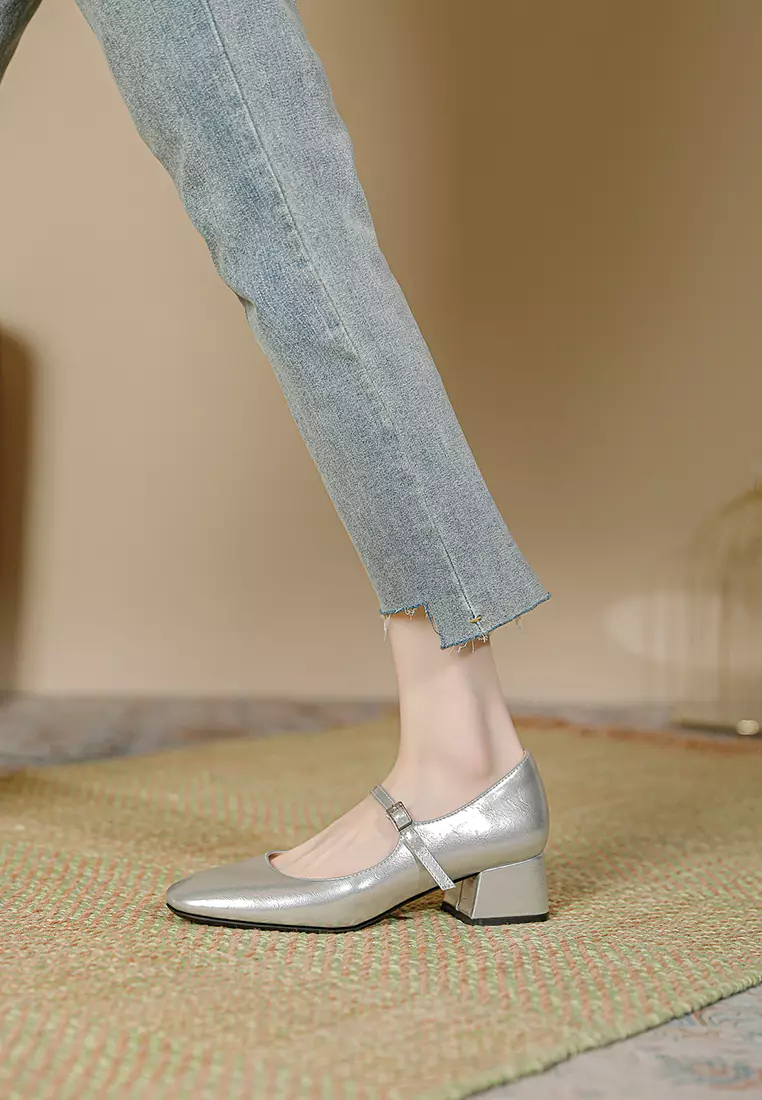 4CM Buckle Strap Patent Leather Mary Jane Shoes TE2010-2