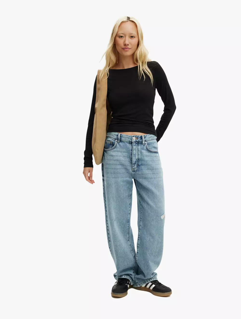 Cotton On - L/S TOPS - Sunday Boat Neck Long Sleeve Top - BLACK