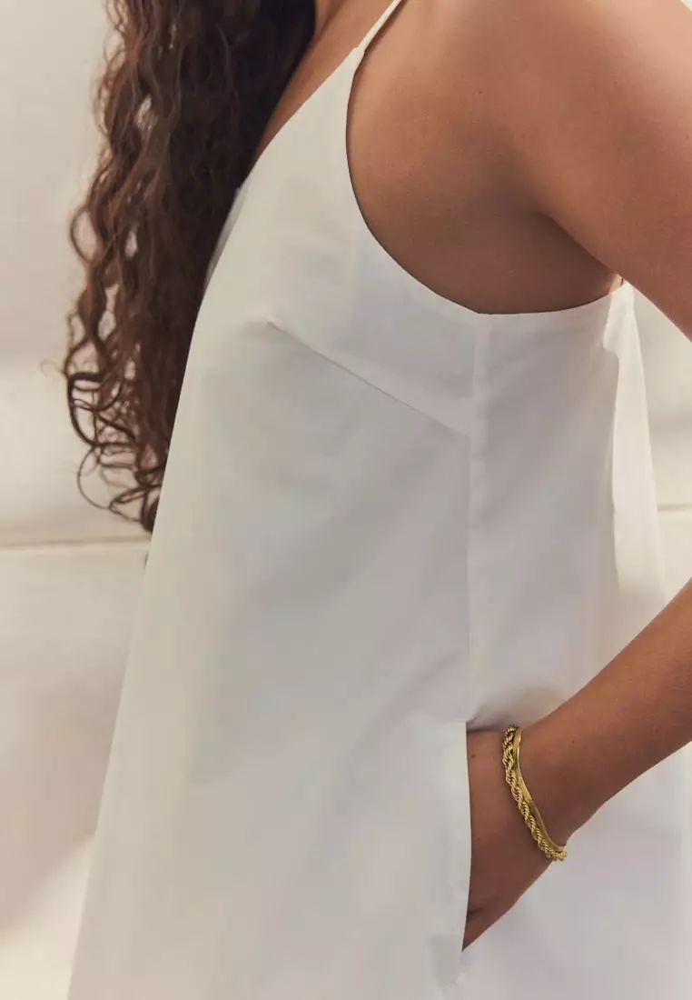 100% Cotton Bubble Hem Midi Dress
