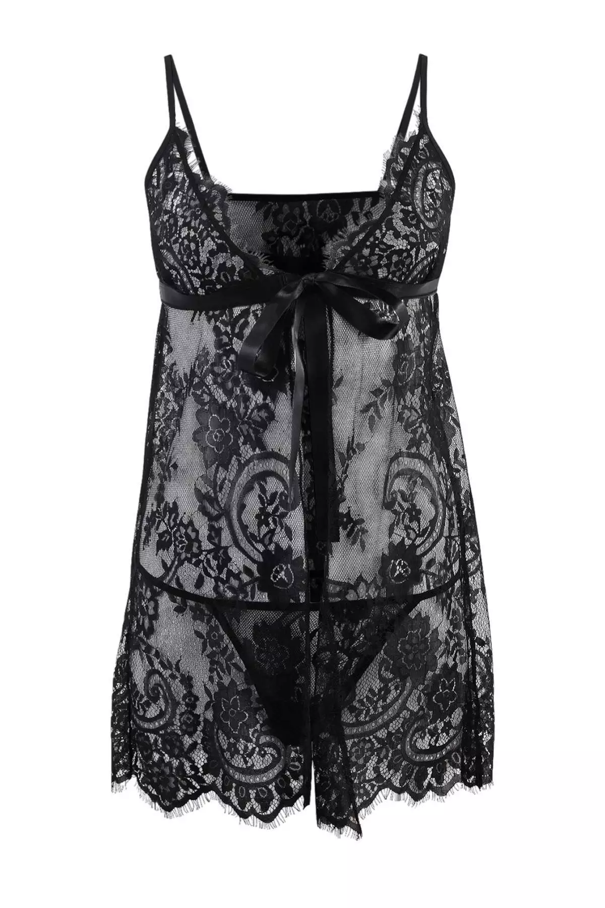 Black Lace Fancy Nightgown/Babydoll Thmss26Ll15