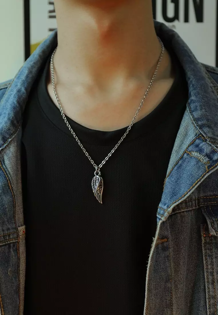 Angel wing online mens necklace
