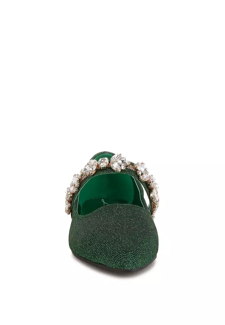 Bros Berlian Imitasi Balerina Glitter Warna Hijau