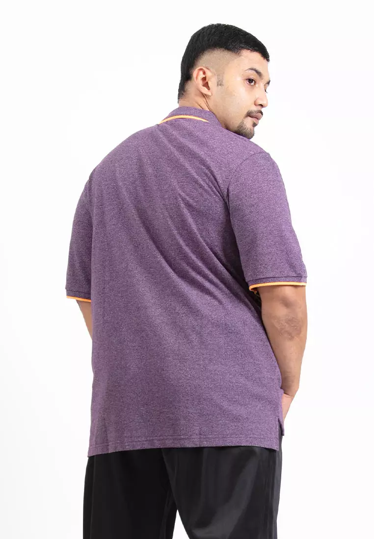 Forest Plus Size T Shirt Men Big Size Collar Casual Plain Polo Tee - 23231-70DkPurple